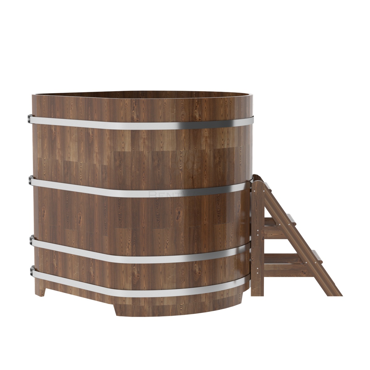 1589 Купель угловая из сращенных ламелей лиственницы 1,37х1,37х1,4 морёная Alyarus  - Вид №3