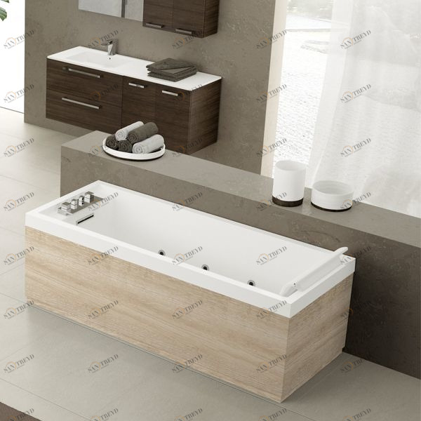 Ванна Dream Air Novellini SENSE 4 с набортным смесителем и панелями из белого ореха SE4R19080T2U3Q