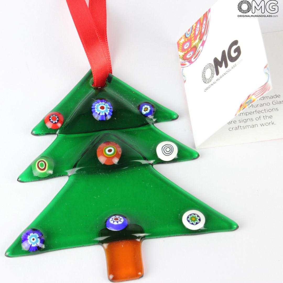 2081 ORIGINALMURANOGLASS Рождественская ёлка из муранского стекла с мурринами 9 см  - Вид №1