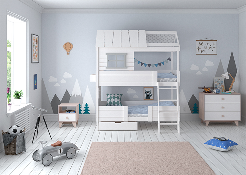 Кровать-домик двухъярусная Home nord M 80х160 см белая ELLIPSE ELLIPSE HOME 351775 Белый Santreyd  - Вид №1
