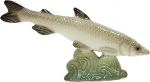 1050810 Императорский фарфоровый завод Скульптура "Невская корюшка" (зеленая волна) Фарфор твердый