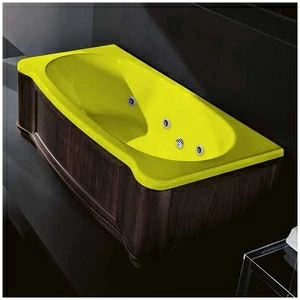 Ванна Gruppo treesse New Classic Young STX-V674B-SX-WV-Z жёлтая с гидромассажем и дезинфекцией прямоугольная левая деревянная панель венге