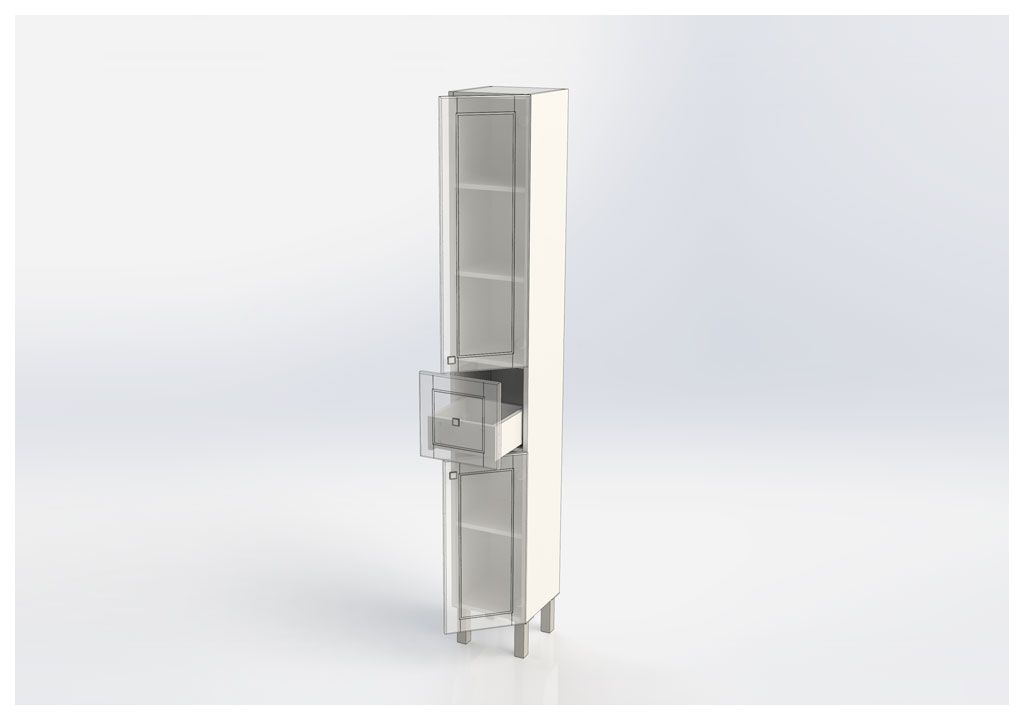 Шкаф-пенал для ванной Aquanet Честер 30 белый/золото 00186093 - Вид №3