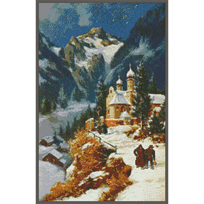 160х250кл Схема для вышивания цв. А3 ДК-090 "Храм в горах" Santreyd 