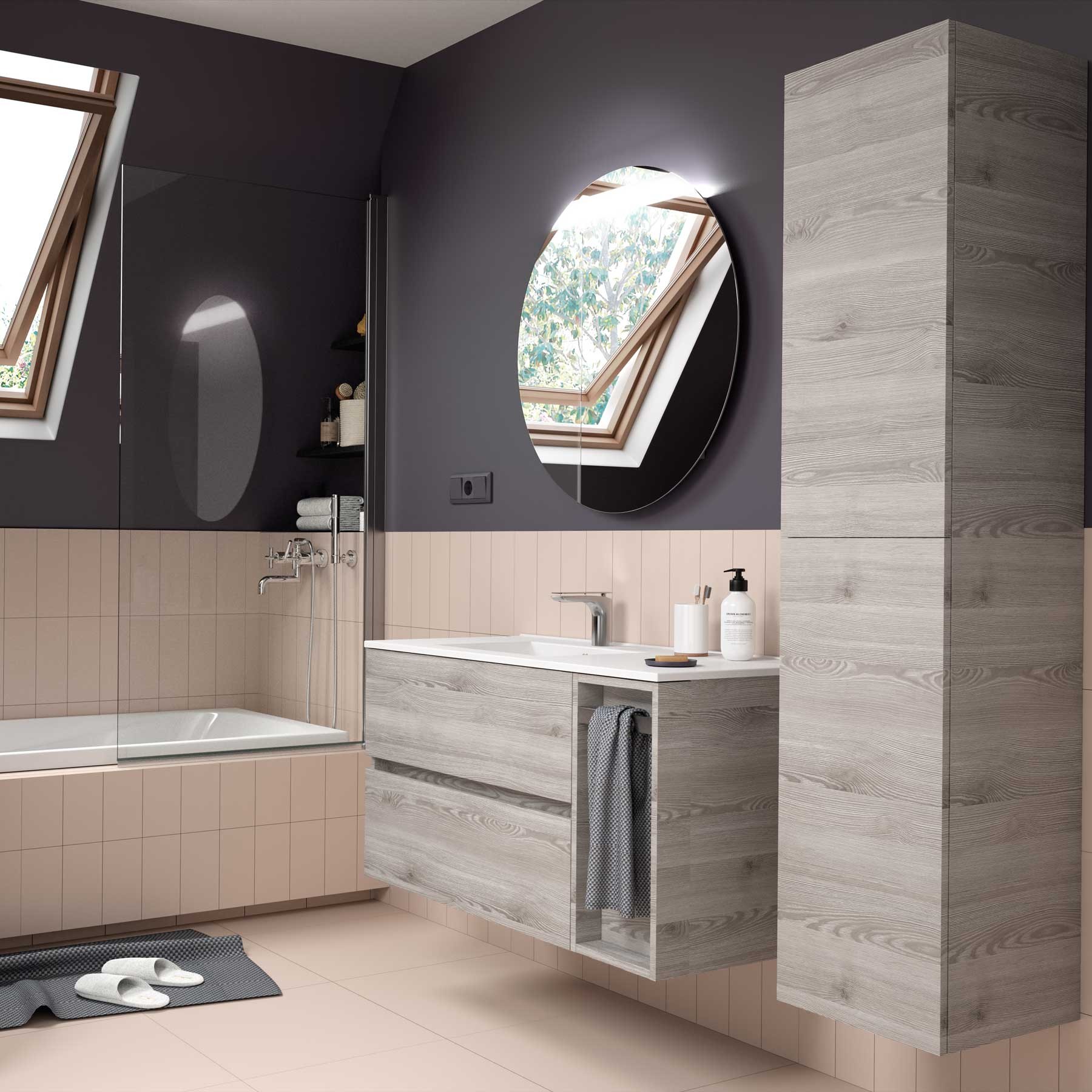 21092 SALGAR Раковина IBERIA 1055 тумба для хранения справа БЕЛЫЙ ФАРФОР 1055 x 20 x 460 мм  - Вид №2