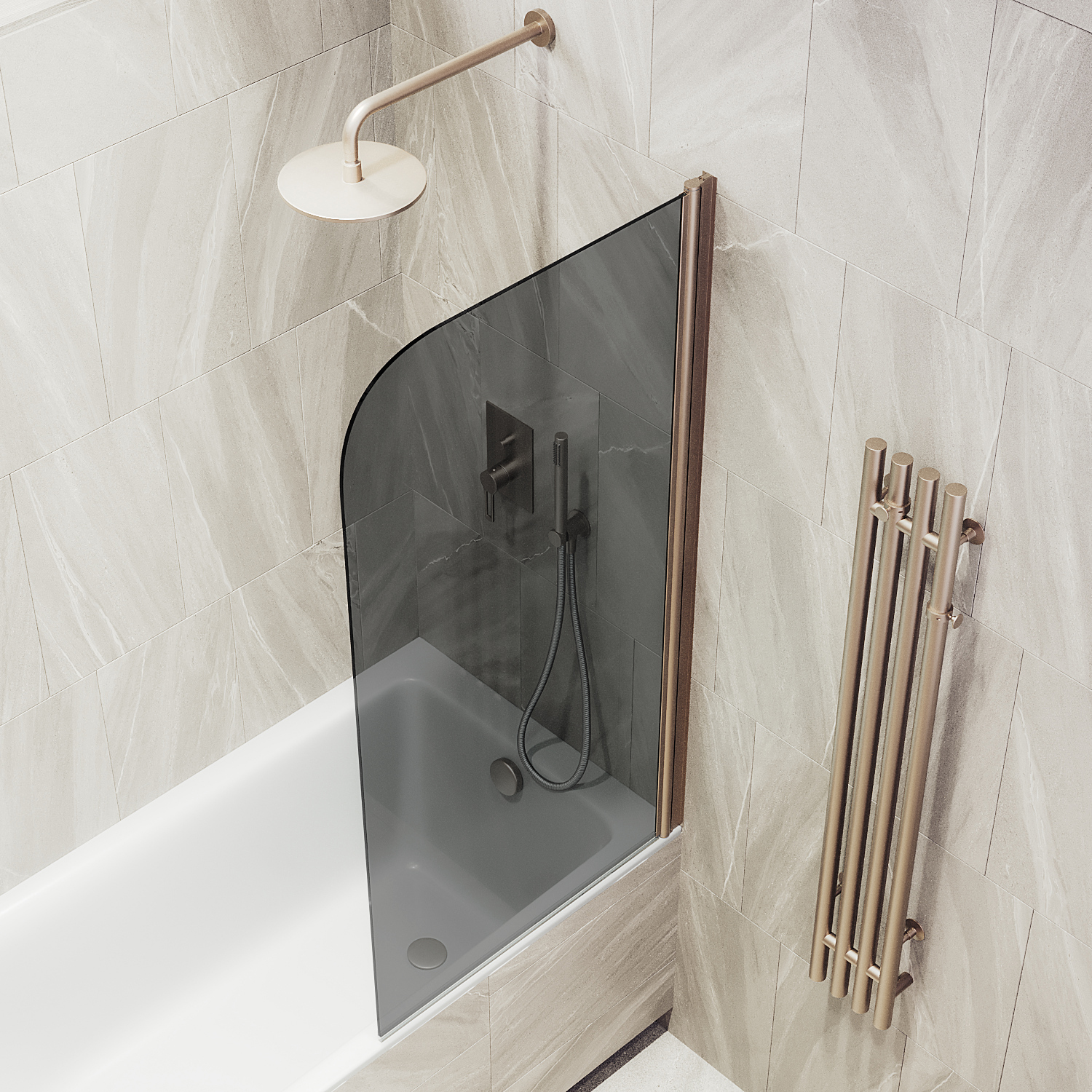 Шторка для ванны поворотная на монопетле ST-623-2 Public Steel