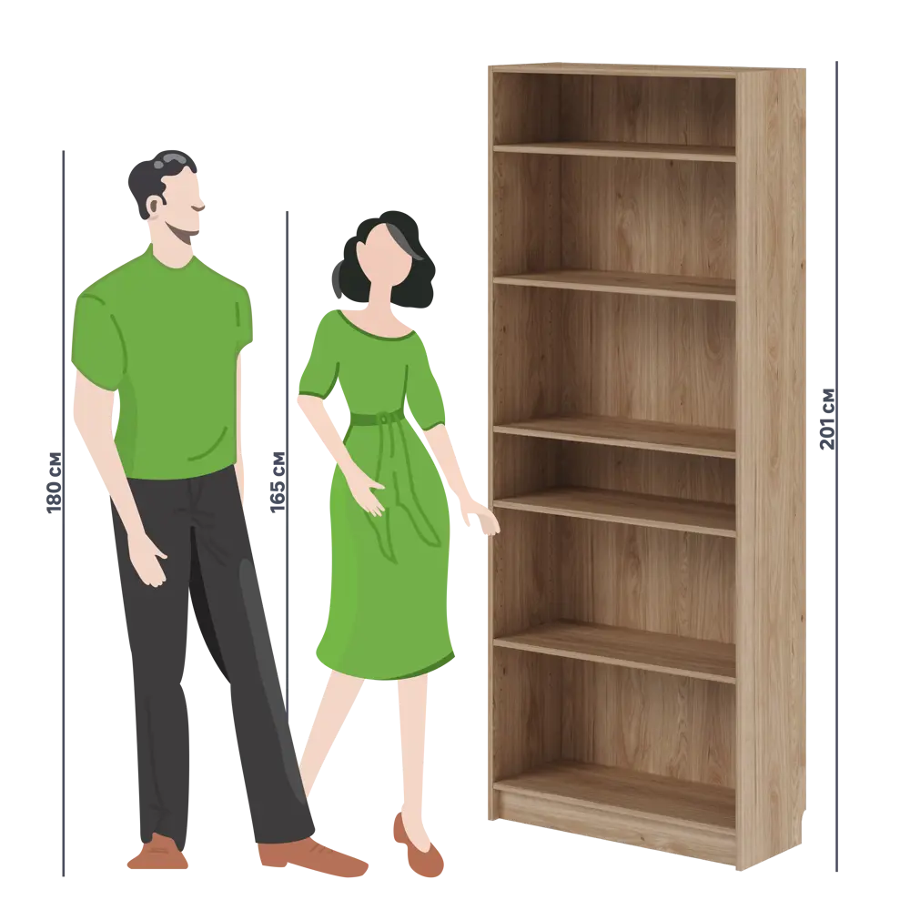 Стеллаж БУККЕР для книг с регулируемыми полками в стиле дуб Гикори 82851588 STLM-0037035 - Вид №2