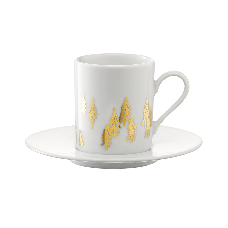 P263-04-157 Набор из 2 чашек для кофе с блюдцами fir metallic 0,1 л LSA International  - Вид №2