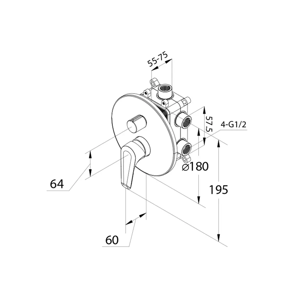 Встраиваемый смеситель MILARDO Dale для душа со скрытым монтажом 89349212 STLM-1326528 - Вид №6
