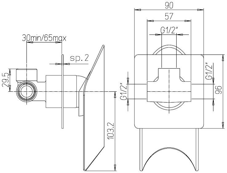 Paini Morgana 73CR690 смеситель встраиваемый для душа - Вид №1