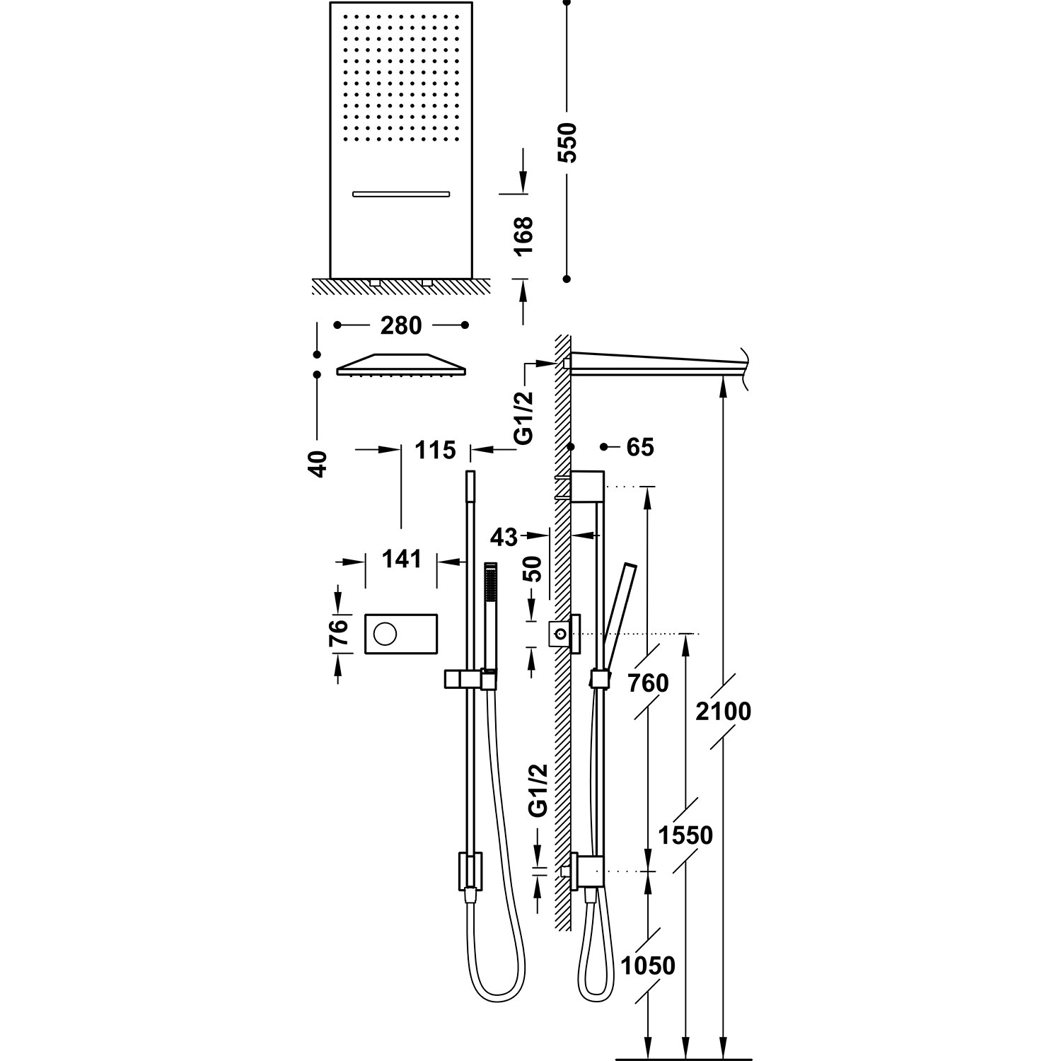 SHOWER TECHNOLOGY 3-ходовой встраиваемый электронный термостатический смеситель для душа, набор для душа-09286307 TRES Electronic - Вид №1