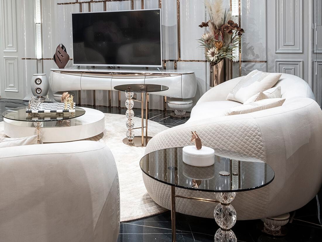 Круглый стеклянный журнальный столик для гостиной Zebrano Phaselis ARCH-00073192 - Вид №1