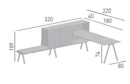 Рабочий стол со встроенной полкой и сиденьем GABER WORKSTATION 2027 SX + SEATER ARCH-00091824 - Вид №4