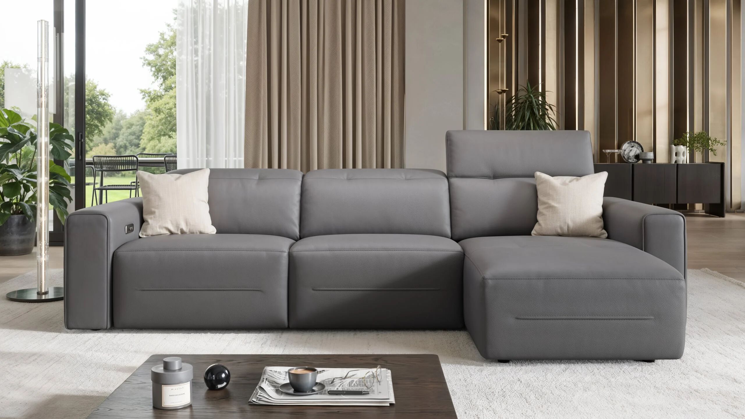 Кожаный диван с полуостровом Sofanella Канны ARCH-00138810 - Вид №2