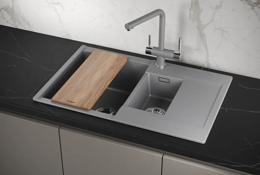 ES-7808, АЛЮМИНИУМ, кухонная мойка, кварц, ESTETICA GRANULA 7808-ST281