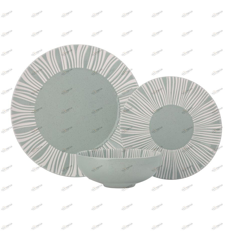 Столовая посуда фарфоровая 12 предметов серо-зеленая Solaris MAXWELL & WILLIAMS SOLARIS 00-3947073 Зеленый