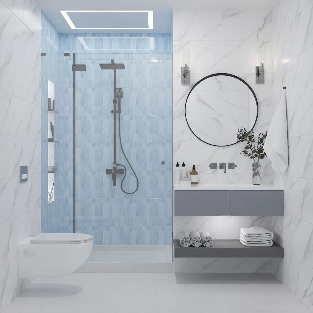 Настенная плитка Azori Mozart Calacatta 31.5x63 см 1.79 м² глянцевая цвет белый STLM-2182048 - Вид №5