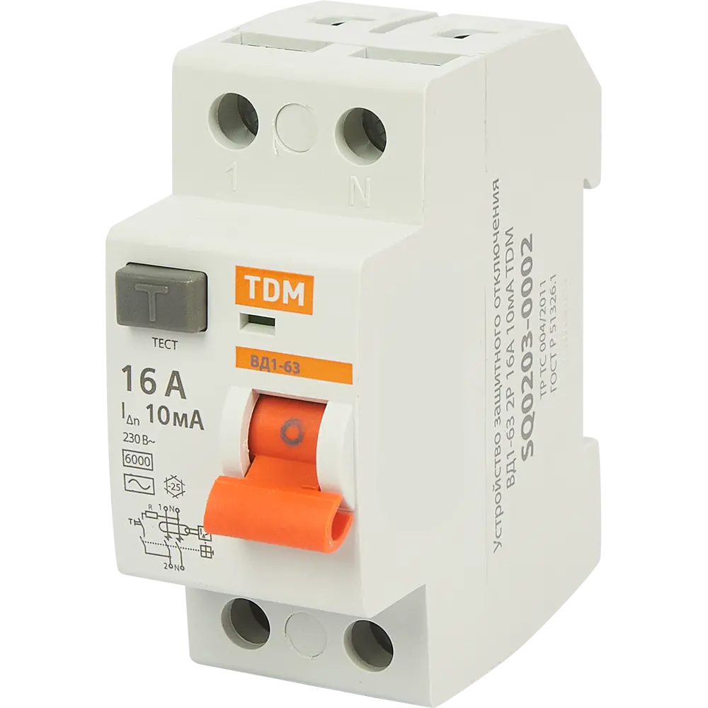 УЗО TDM Electric ВД1-63 16А 10мА - защита от токов утечки 84399424 STLM-0049208