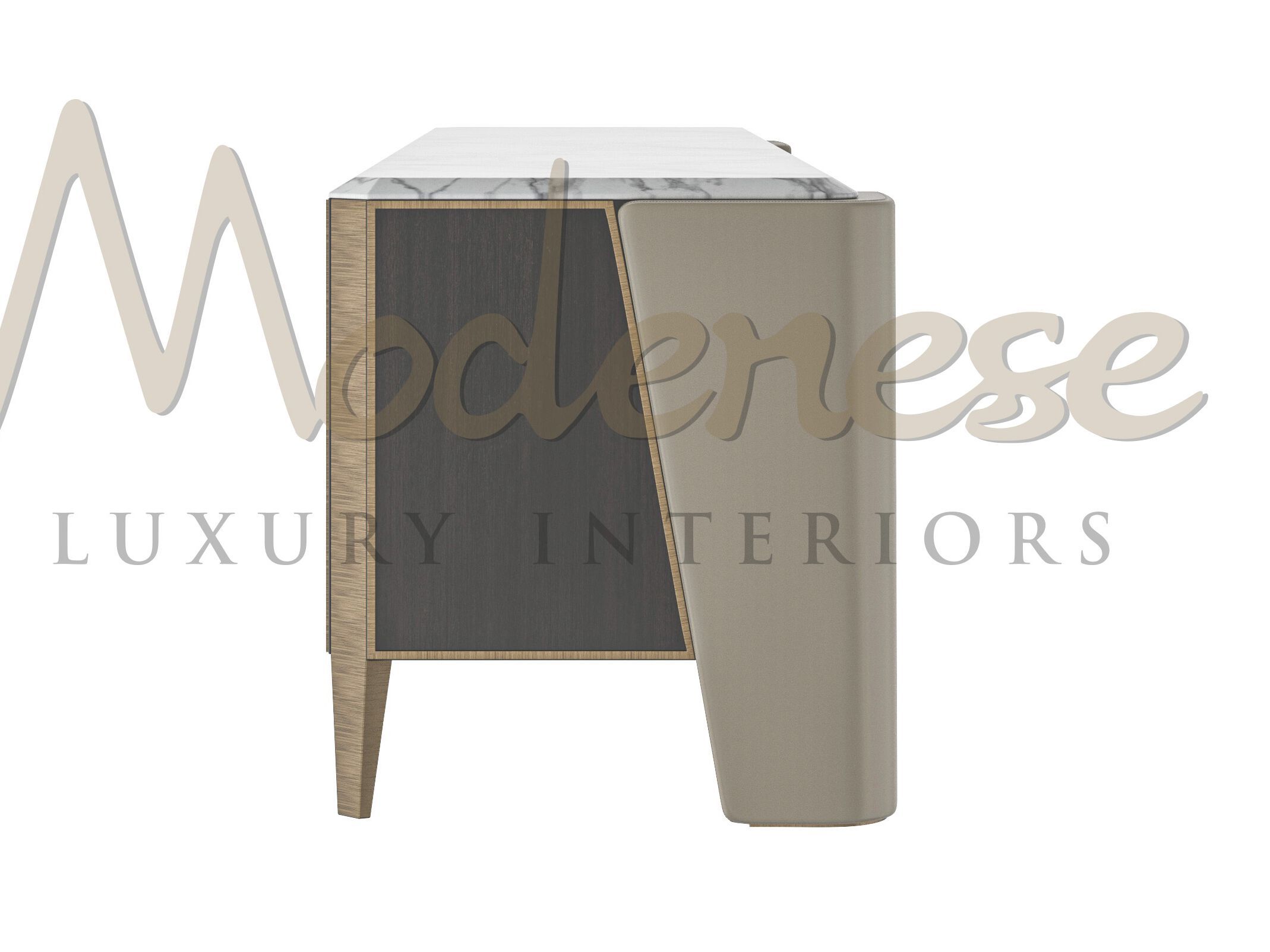 Шкаф для телевизора из бука и мрамора Calacatta с ящиками Modenese Luxury Interiors NOVA LUXE ARCH-00142330 - Вид №2