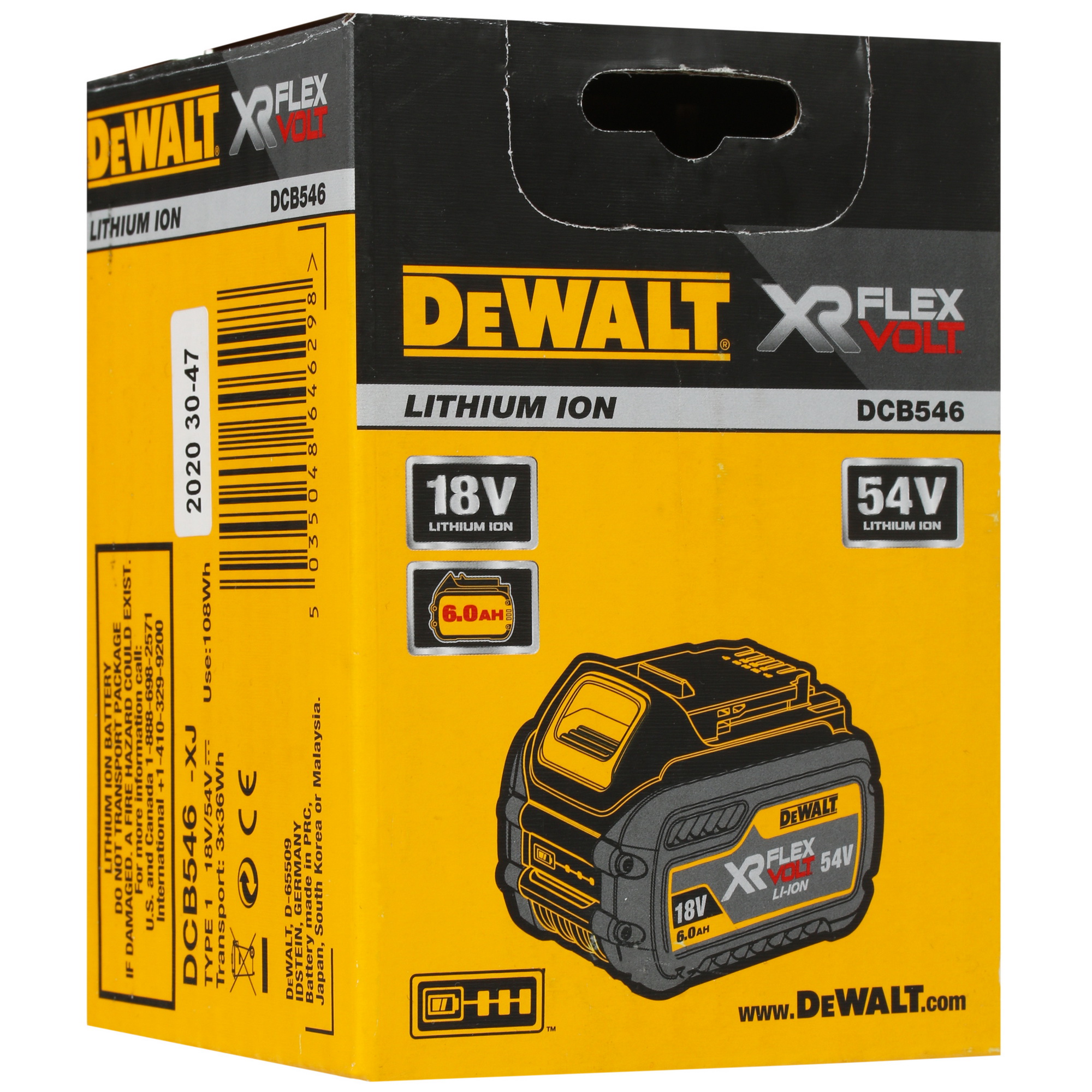 Аккумулятор DeWalt DCB546 XR FLEXVOLТ 18/54V 8168574 STDN-0109614 - Вид №3