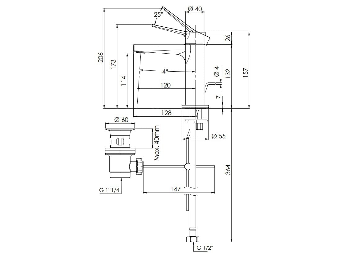 Однорычажный смеситель для раковины Remer Rubinetterie Slash &amp ARCH-00105998 - Вид №5