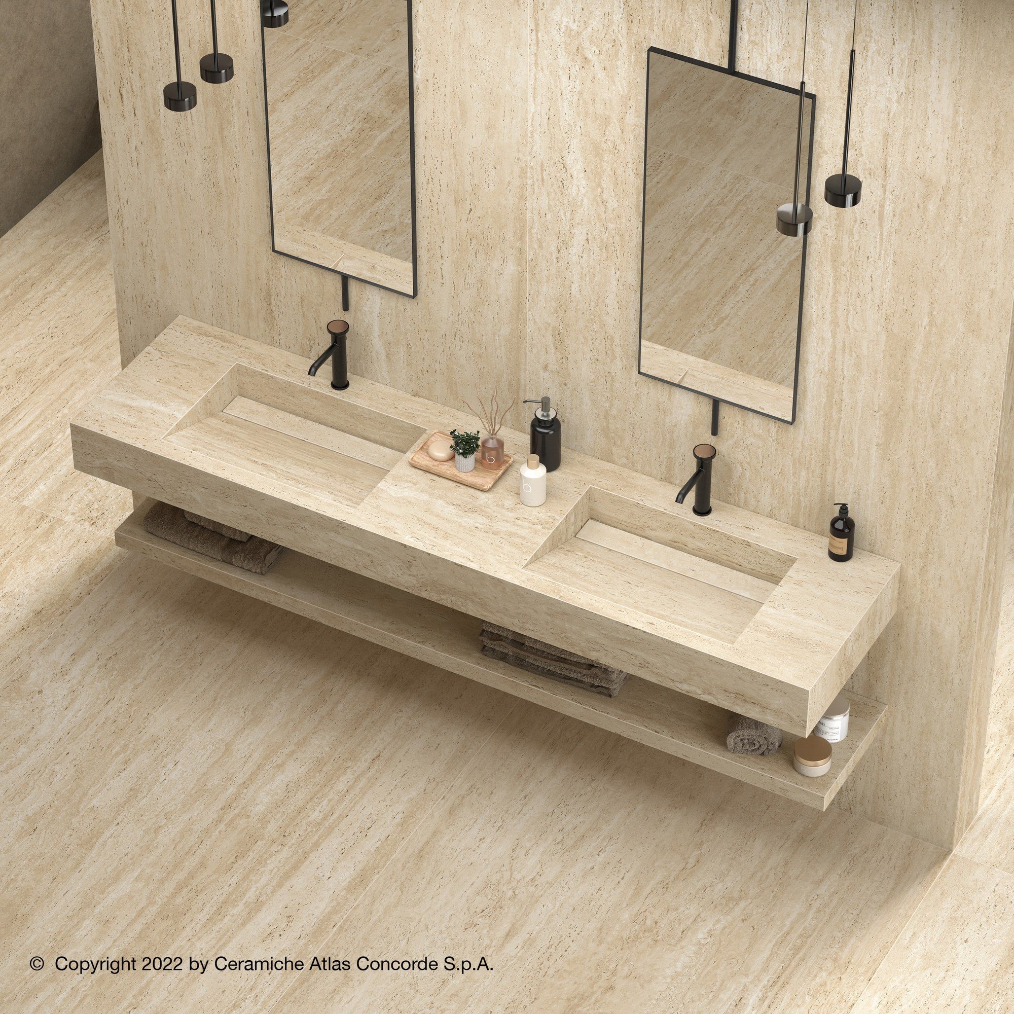 Пол / керамогранит с мраморным эффектом Atlas Concorde Marvel Travertine ARCH-00039068 - Вид №23