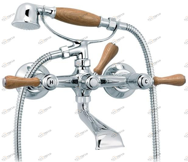 rvb Смеситель для ванны с ручным душем на 2 отверстия 1935 wood 1936.11.97-cc