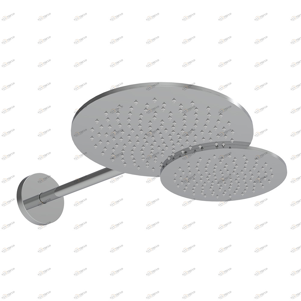 Graffio Комплект двойной круглой стальной душевой лейки 300 × 450 мм. с настенным круглым держателем для душа XL 400 мм ø 25,7 мм и предохранительной розеткой. KSDU 450 