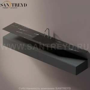 AELLN0CA12426ED Подвесная раковина настенная прямоугольная Agape Ell черная