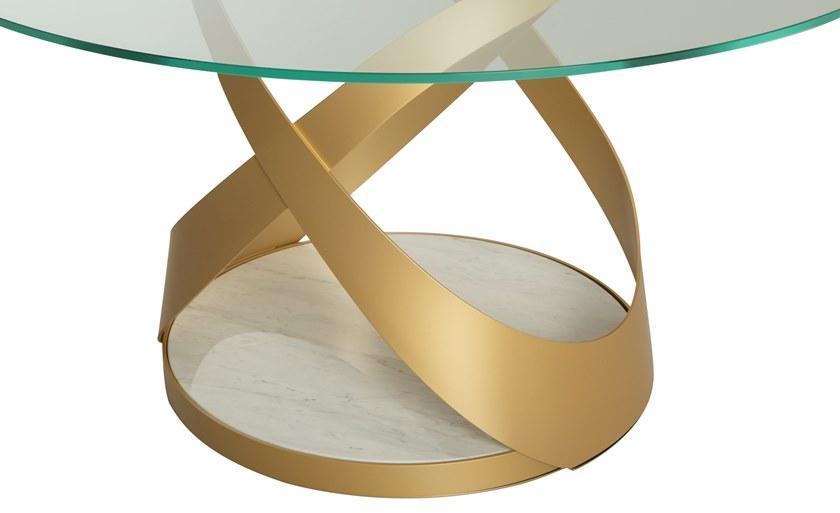 Tonin Casa Круглый стеклянный стол на металлической и мраморной основе  T8096  - Вид №2