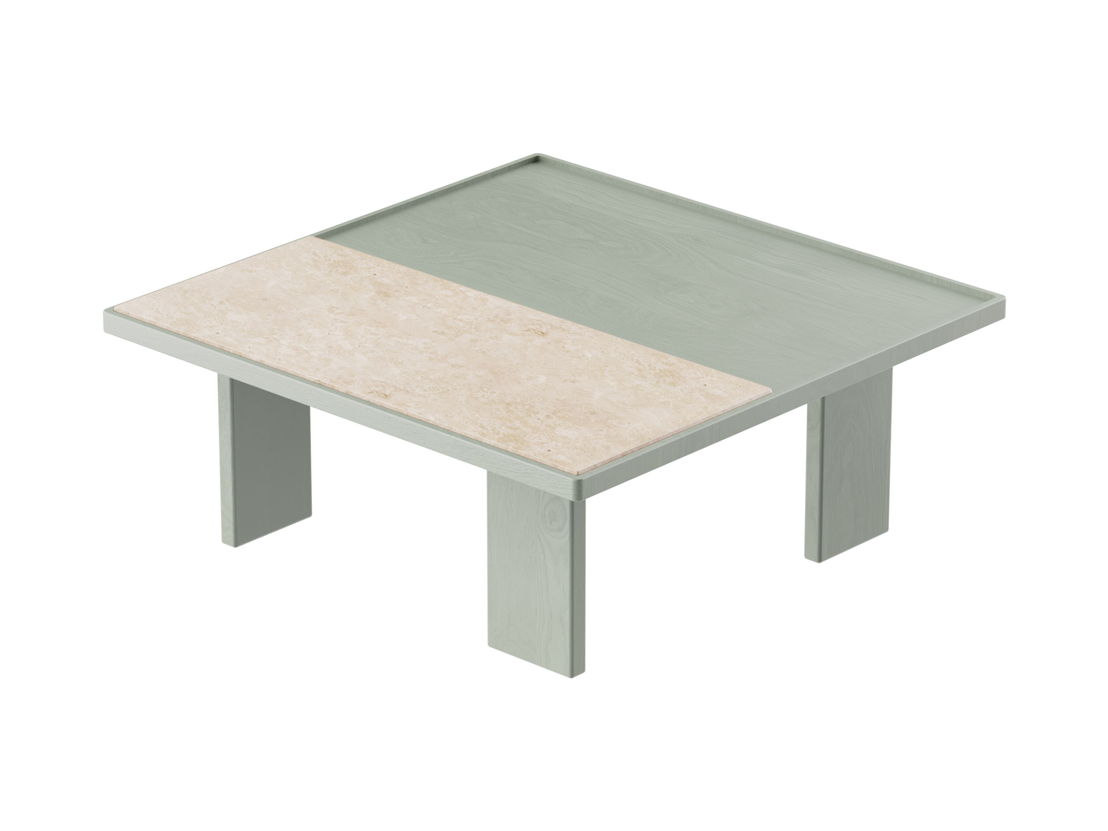 Квадратный журнальный столик из дерева и травертина Noah Living Piet ARCH-00082142 - Вид №2