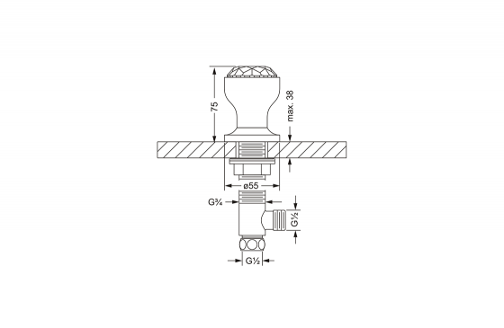 Боковой вентиль ½", для холодной воды JOERGER Palazzo Crystal 605.10.340.000 - Вид №1