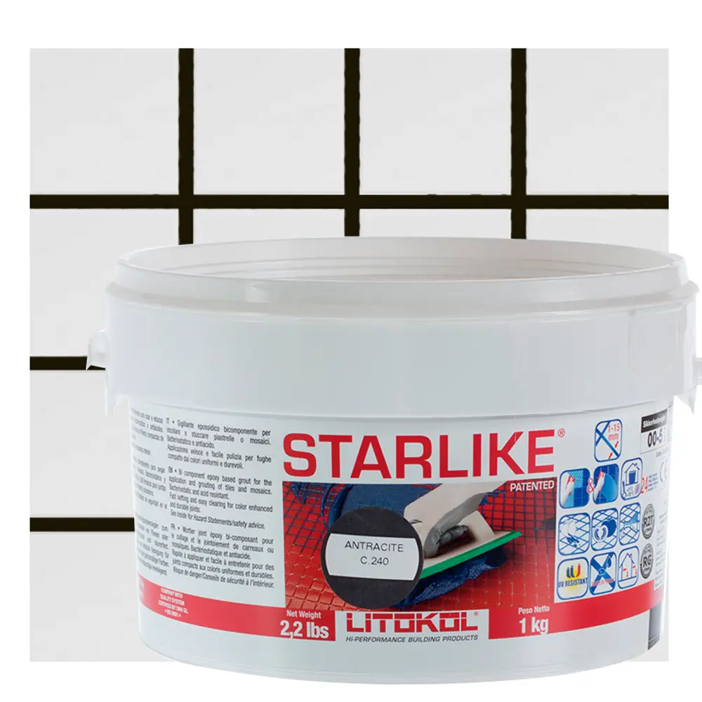 Затирка эпоксидная Litokol Litochrom Starlike C.240 цвет чёрный 1 кг 15908302 STLM-2189266 Без серии