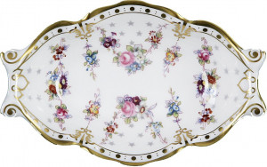 60352 Royal Crown Derby Блюдо овальное с ручками Royal Crown Derby "Роял Антуанетта" 14см Фарфор костяной