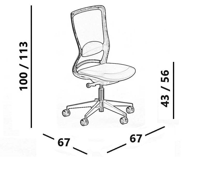 Офисное кресло с сетчатыми колесами и подлокотниками с 5 спицами Luxy ARCH-00020098 - Вид №8