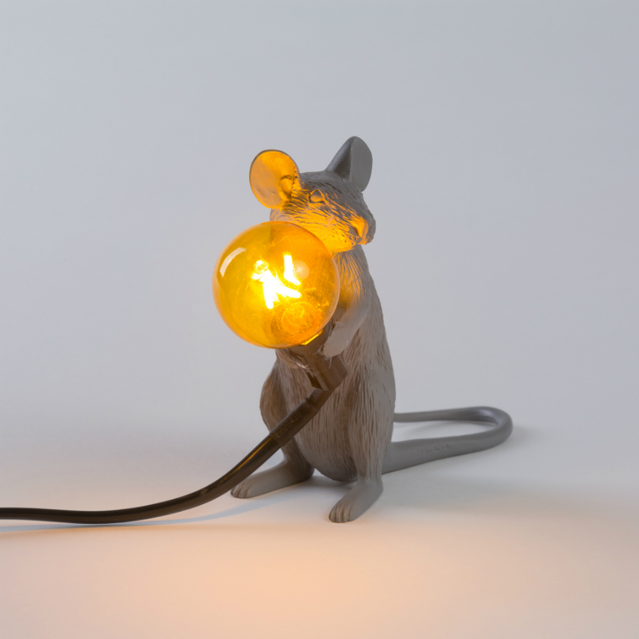 Светильник настольный Mouse Lamp Sitting, серый Seletti 14939 - Вид №1