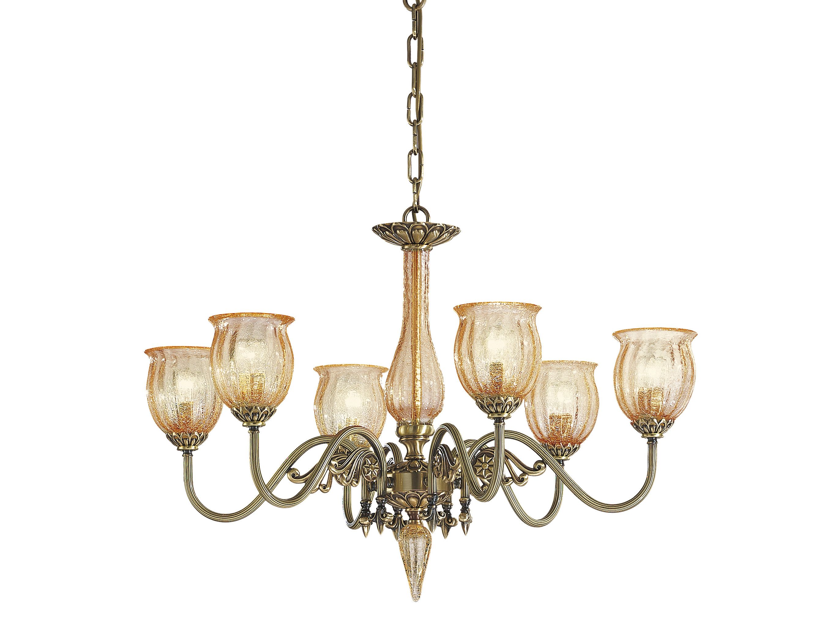 Люстра из матовой латуни с янтарным стеклом Possoni Illuminazione ARCH-00029803 - Вид №1