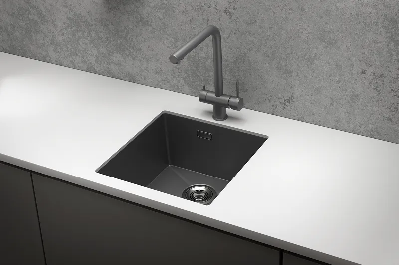 4445U, ГРАФИТ МАТОВЫЙ, стальная кухонная мойка GRANULA 4445U-ST329