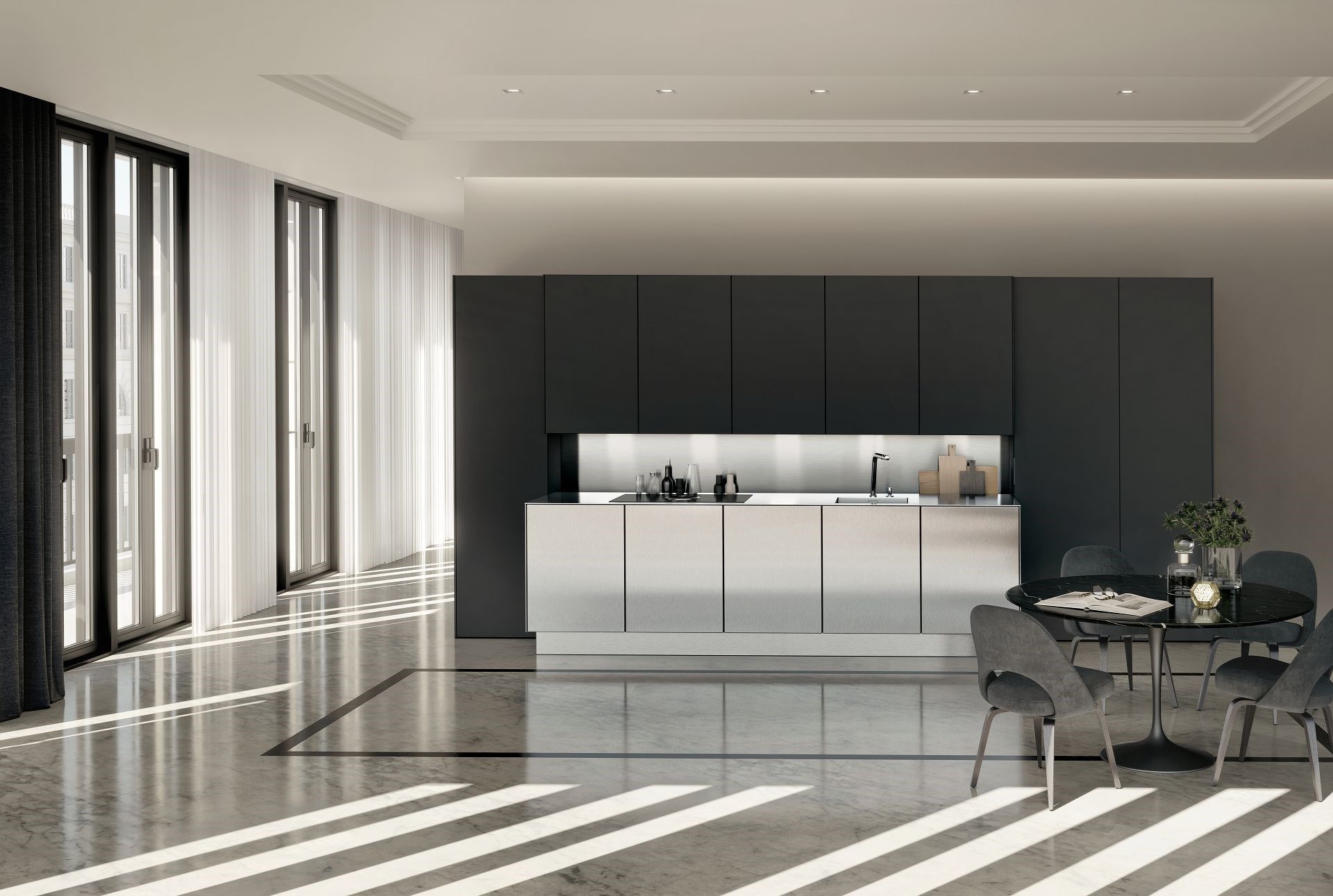 Линейная кухня из стали и дерева SieMatic SieMatic PURE - SE ARCH-00028653 - Вид №1