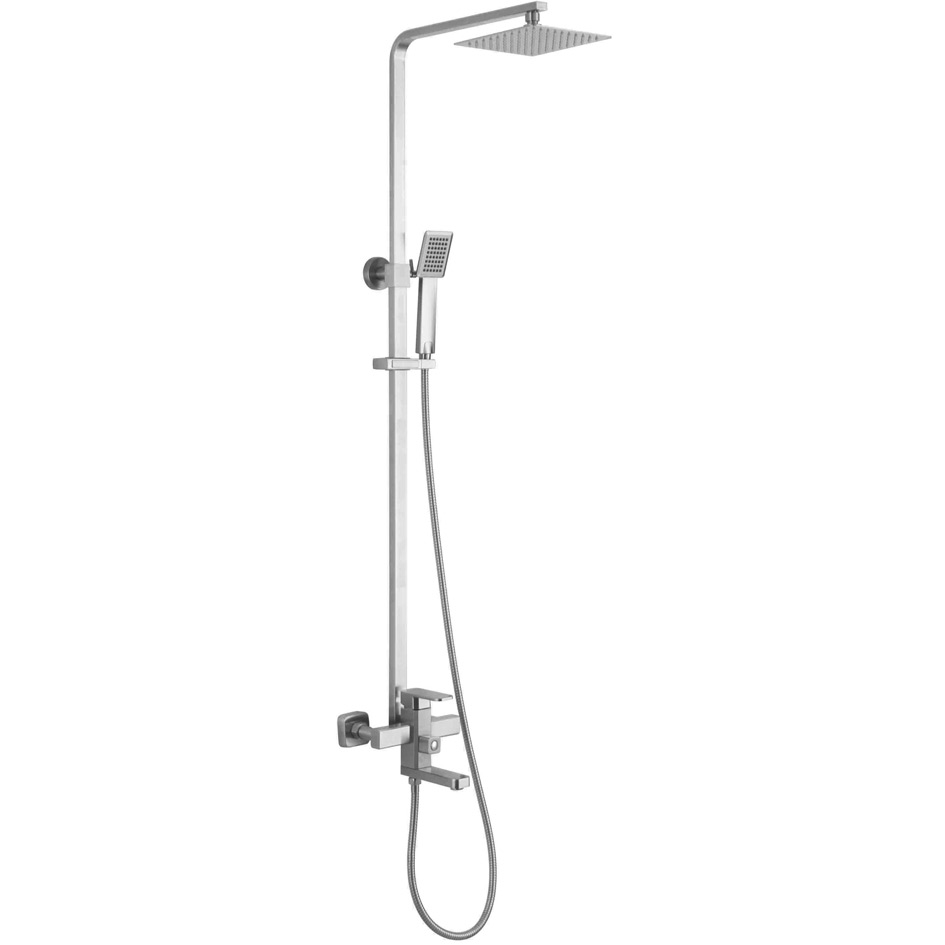 Душевая система MELANA-F1005 нерж.сталь, с тропическим душем, лейкой и смесителем, сатин 1005 