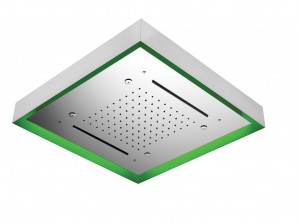 888 / C3 ХРОМОТЕРАПИЯ / ХРОМОТЕРАПИЯ Потолочный душ с внешней структурой из белой стали со светодиодной подсветкой, встроенной хромотерапией. 570x570x80 функция дождя + распыление + 2 панели управления водопадом с кнопкой включения / выключения / выбор цв