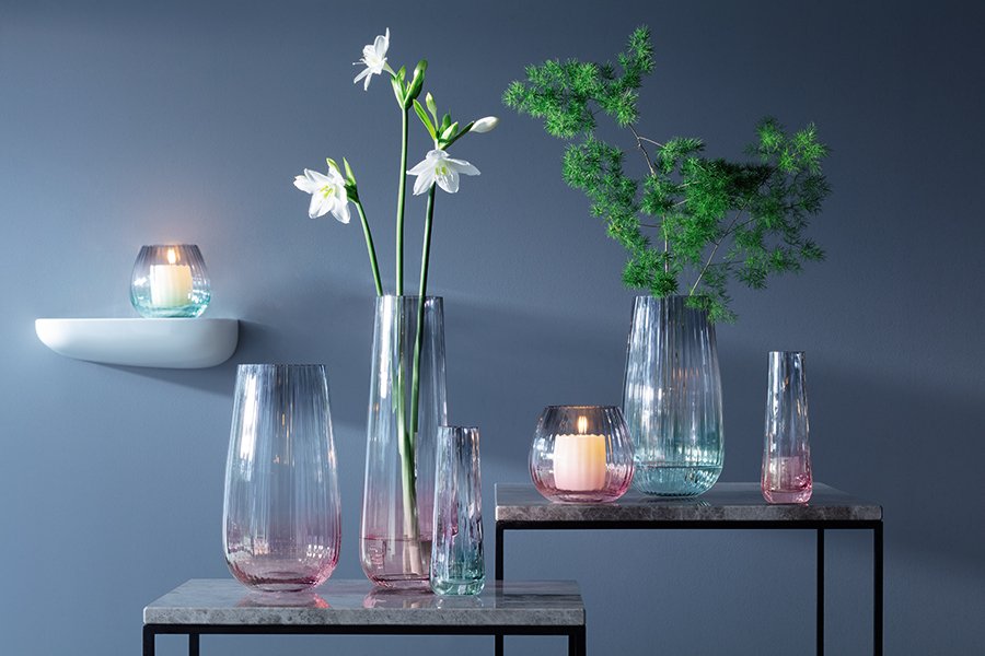 Ваза стеклянная 20 см розовая-серая Dusk LSA INTERNATIONAL - 00-3880709 Розовый  - Вид №1