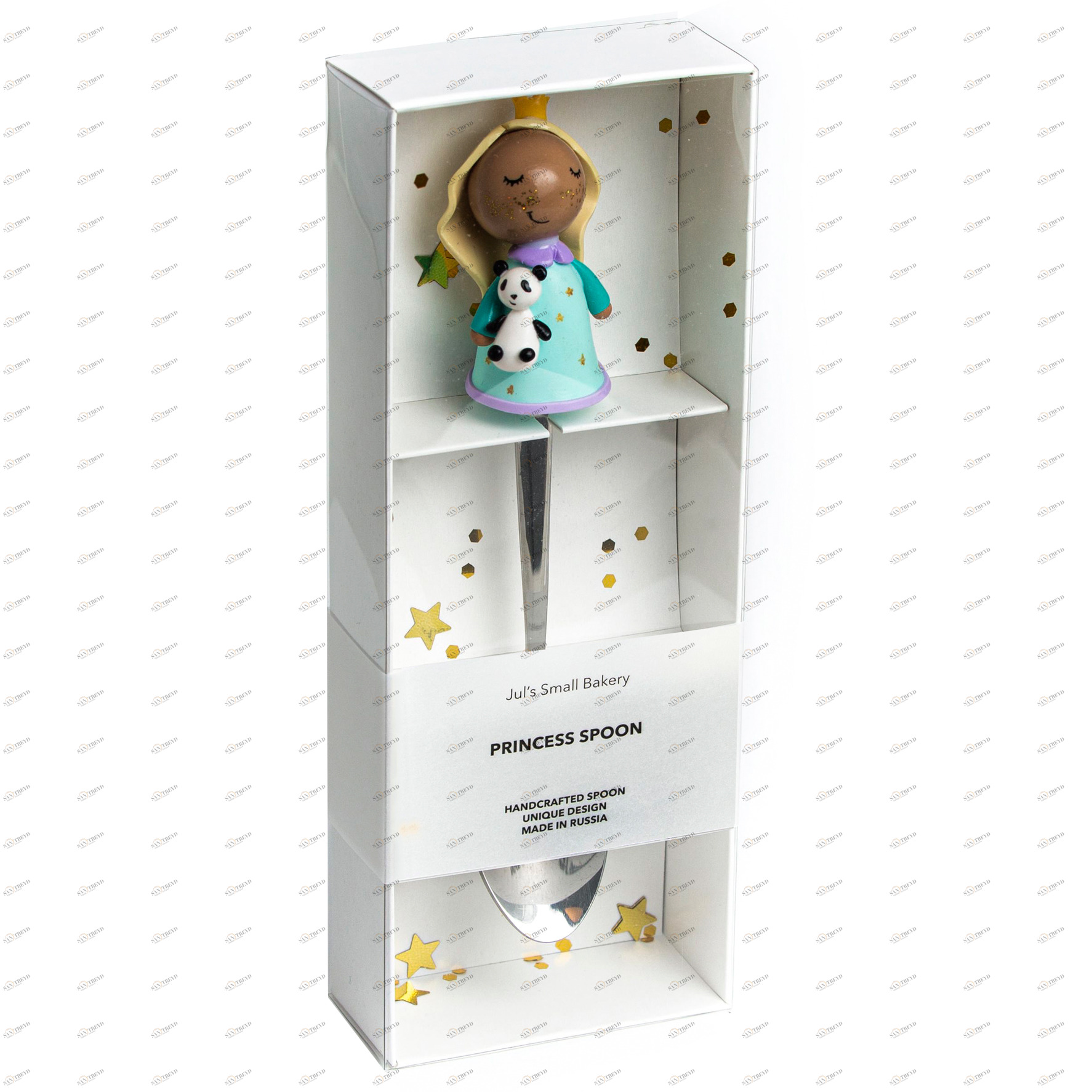 Чайная ложка "Принцесса-блондинка в голубом платье с игрушкой-пандой" JULS SMALL BAKERY  350375 Голубой Santreyd 