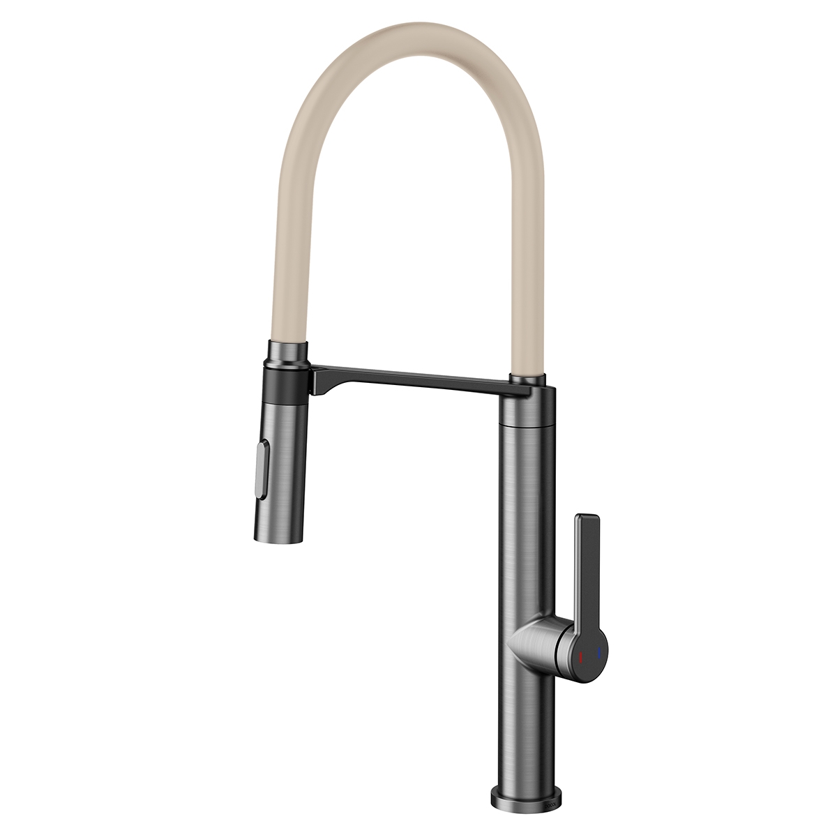 006957BO Однорычажный графитовый матовый со шлангом песочного цвета. Docol DOC