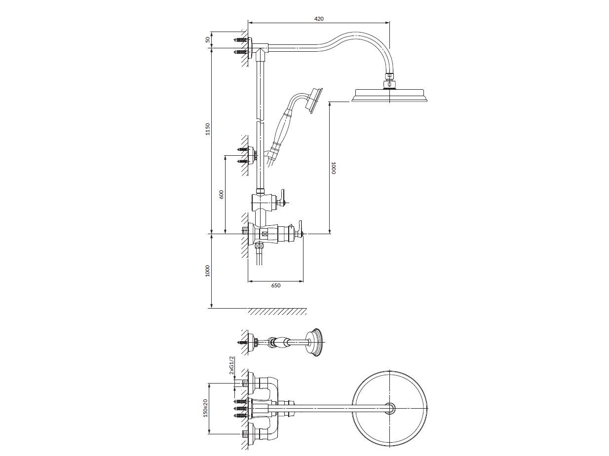 Термостатическая душевая колонна с душем и ручным душем OMNIRES Armance ARCH-00130416 - Вид №7