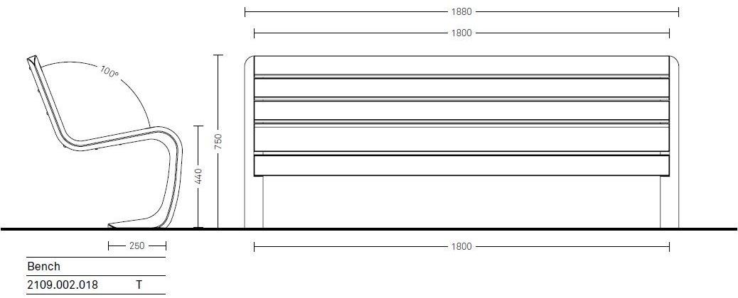 Neri Деревянная скамейка со спинкой Carya 2109  - Вид №4