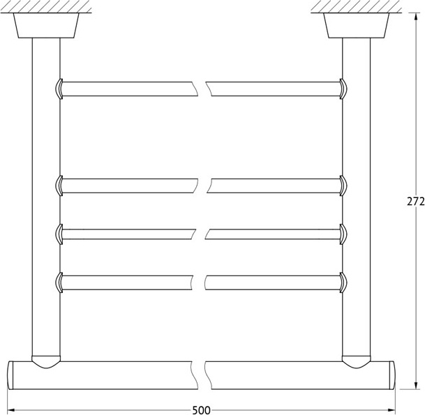 VIZ 041 Полка для полотенец со штангой 50 cm FBS Vizovice - Вид №1