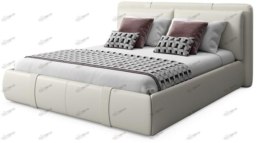 Sicis Двуспальная кровать из кожи с обитым изголовьем Donovan sun-id-1356494