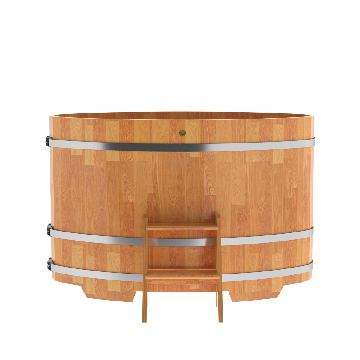 1512 Купель овальная из сращенных ламелей лиственницы 0,92х1,66х1,1 натуральная Alyarus  - Вид №3