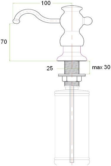 Встраиваемый дозатор ZorG Inox ZR-25 ЧЕРНЫЙМЕТАЛЛ для жидкого мыла, черный металлик - Вид №1